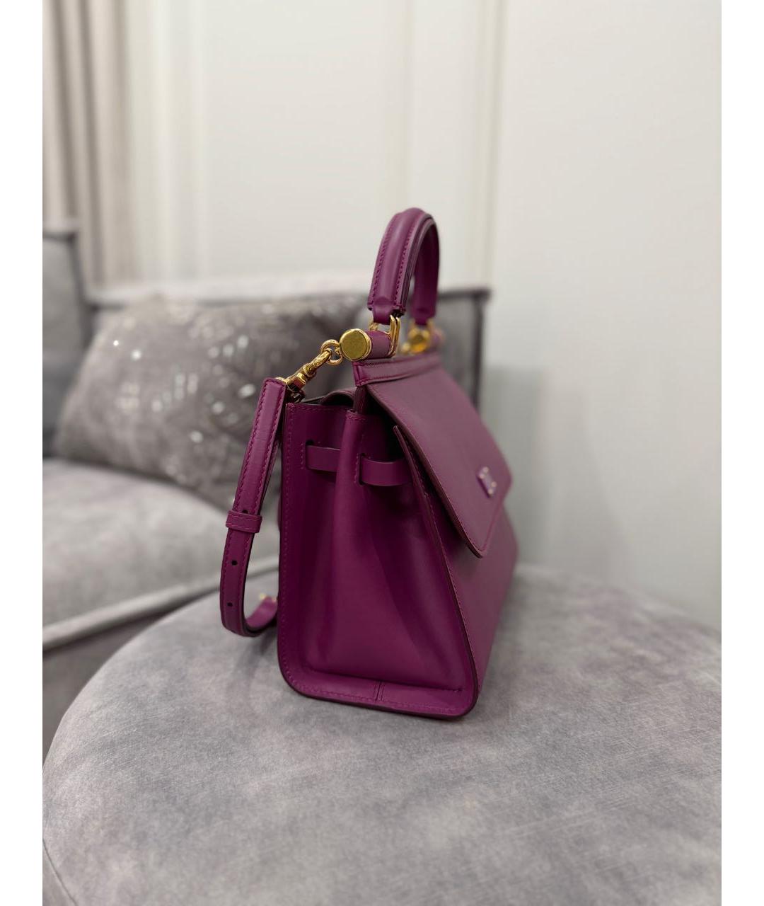 DOLCE&GABBANA Фиолетовая кожаная сумка тоут, фото 4