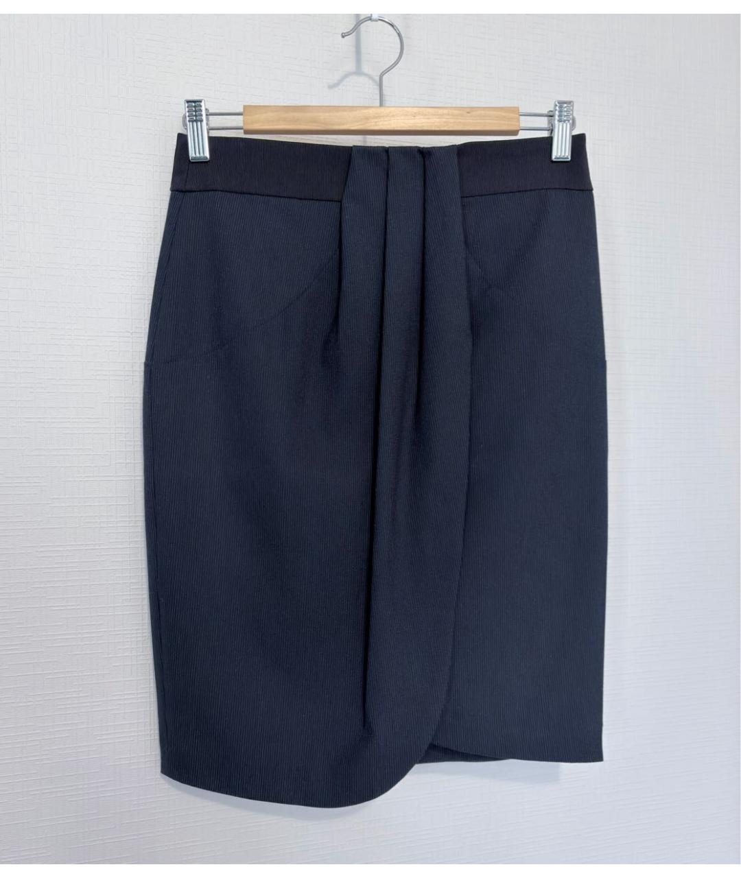 EMPORIO ARMANI Темно-синяя полиэстеровая юбка мини, фото 7
