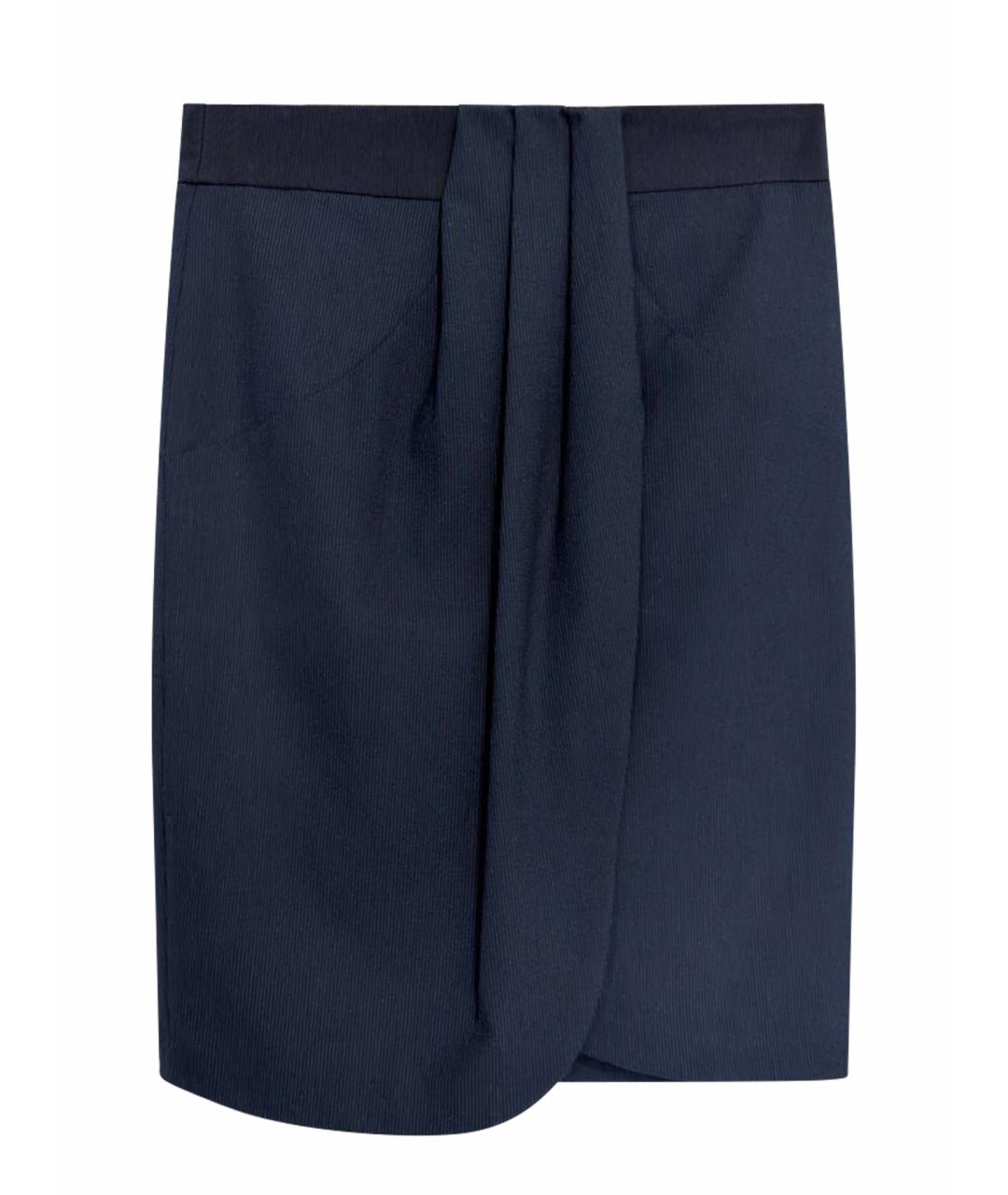 EMPORIO ARMANI Темно-синяя полиэстеровая юбка мини, фото 1