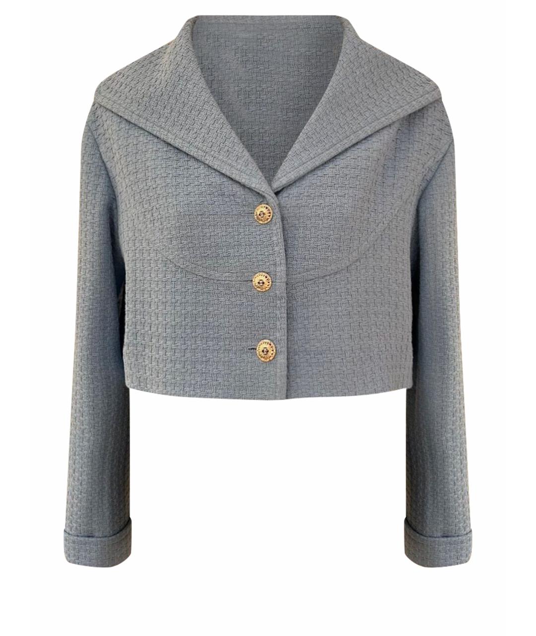 CHANEL Голубой хлопковый жакет/пиджак, фото 4