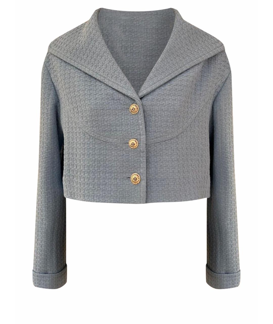 CHANEL Голубой хлопковый жакет/пиджак, фото 1