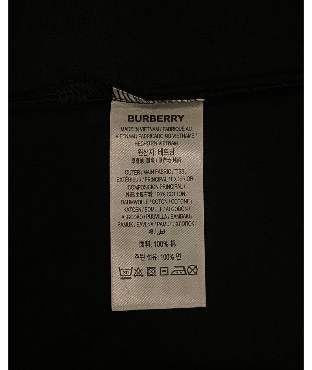 BURBERRY Черная хлопковая футболка, фото 8