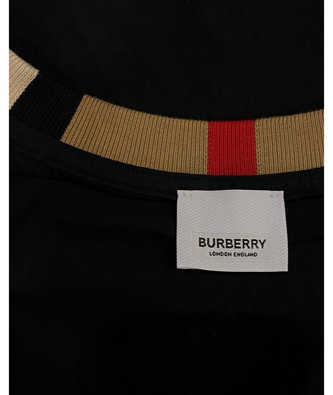 BURBERRY Черная хлопковая футболка, фото 3