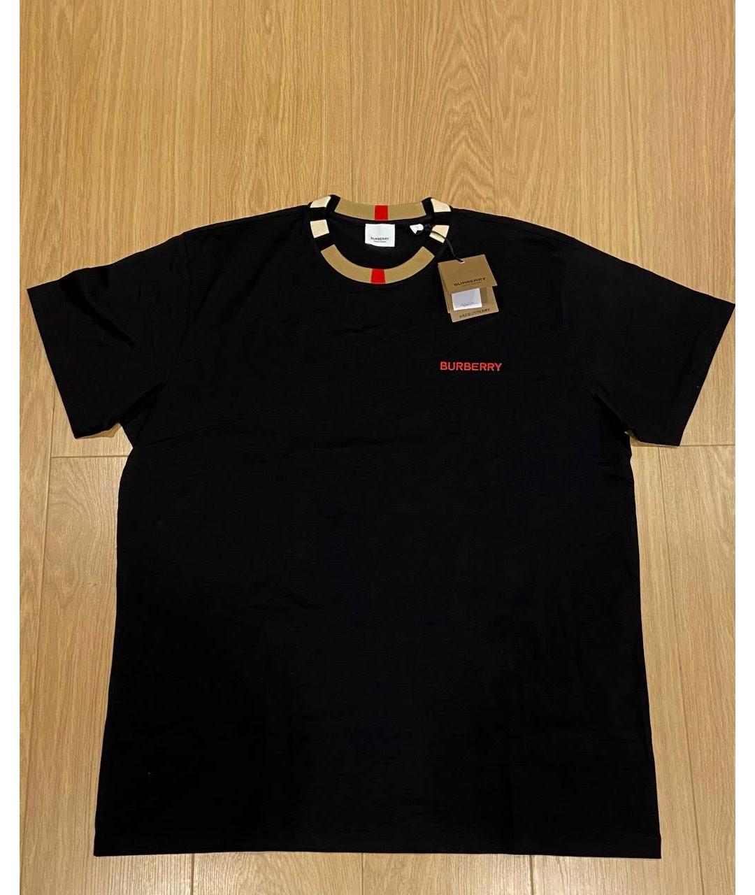 BURBERRY Черная хлопковая футболка, фото 9