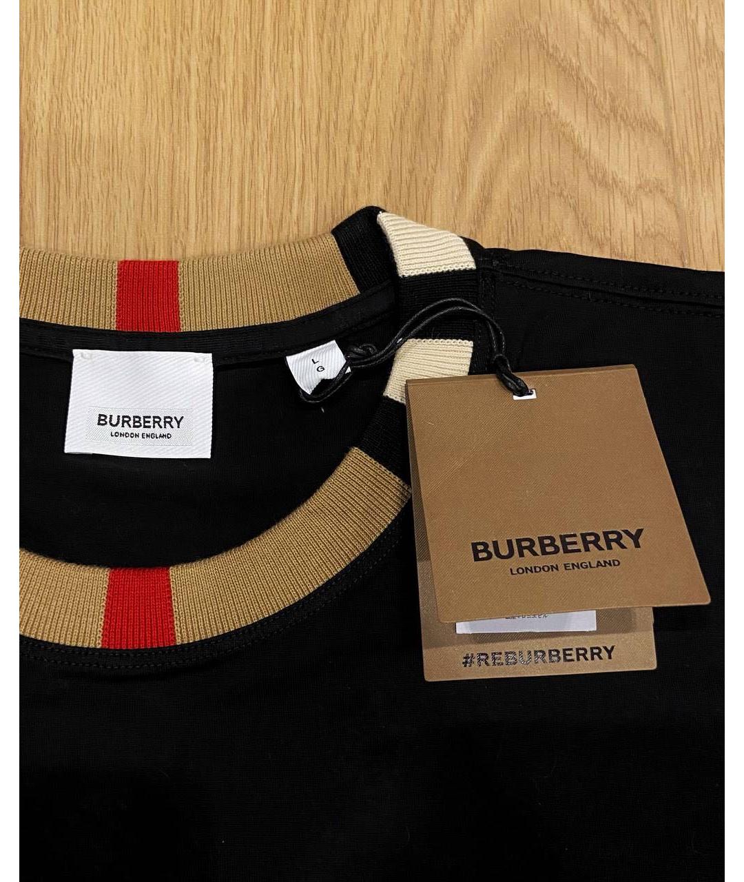 BURBERRY Черная хлопковая футболка, фото 5