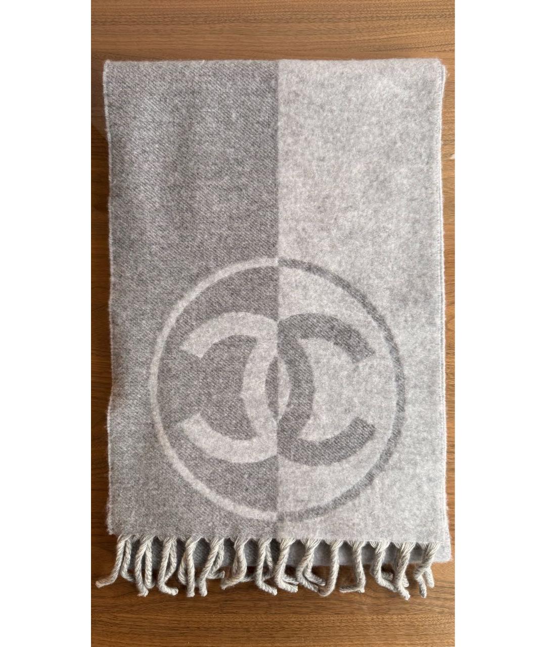 CHANEL Серый шарф, фото 3