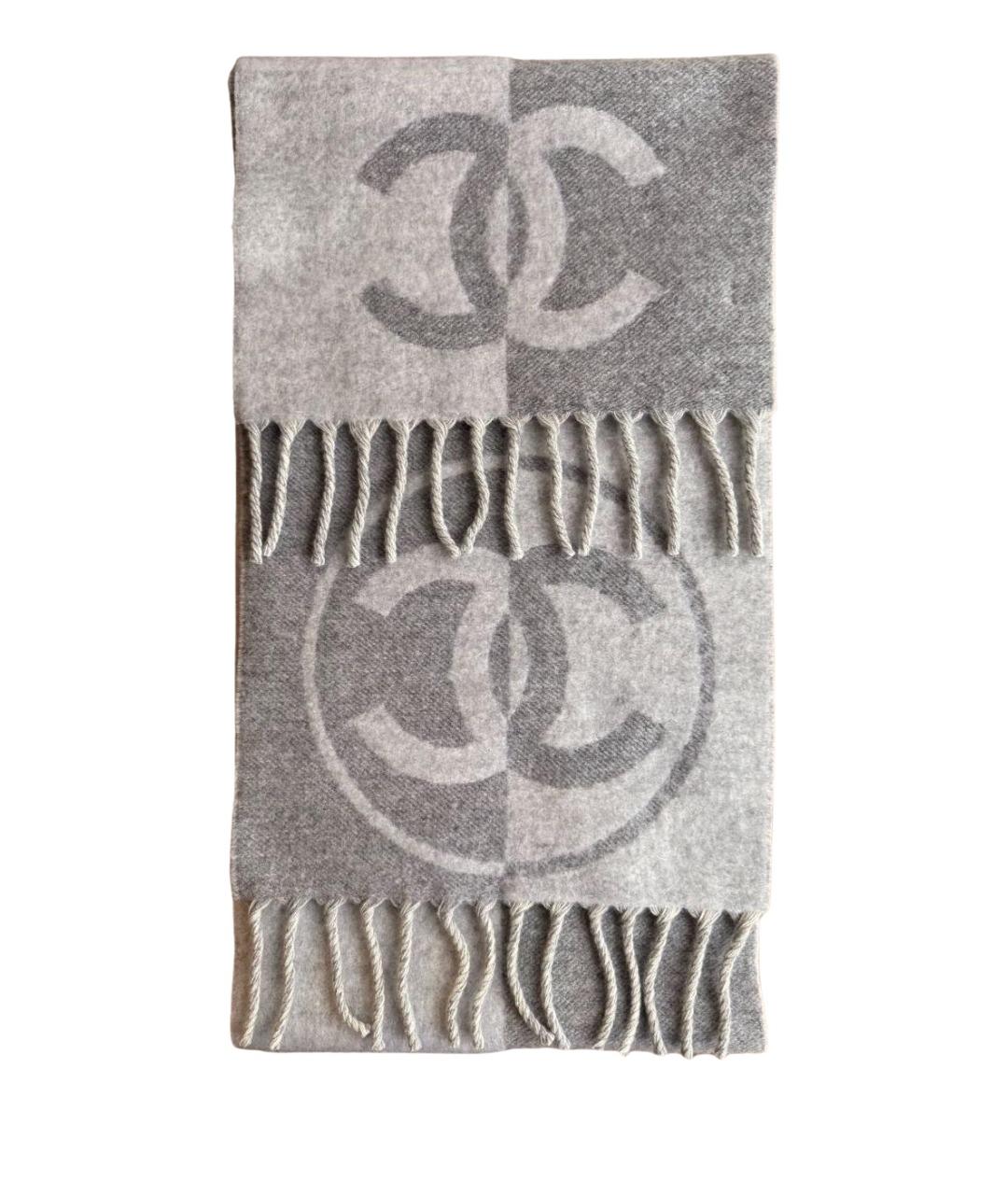 CHANEL Серый шарф, фото 1