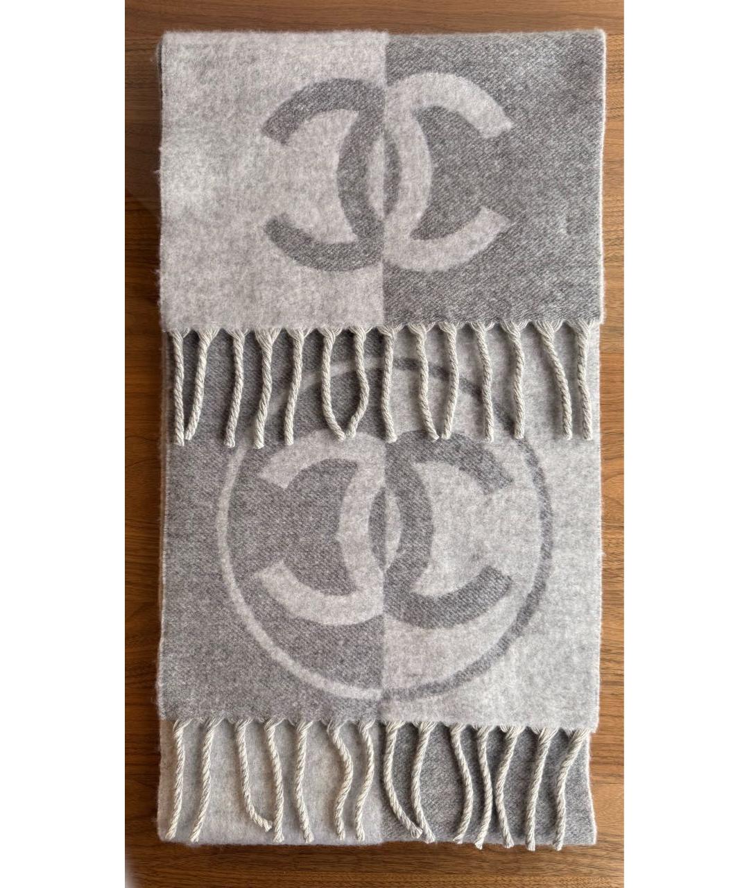 CHANEL Серый шарф, фото 5