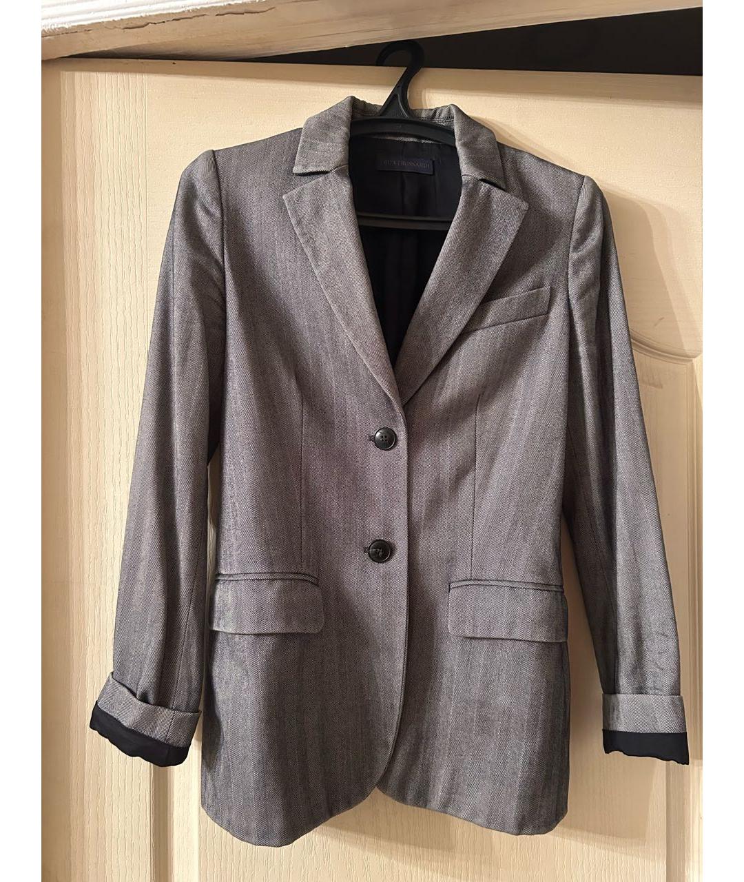 TRUSSARDI Серый шерстяной жакет/пиджак, фото 5