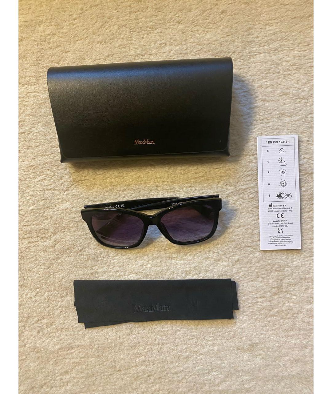MAX MARA Черные пластиковые солнцезащитные очки, фото 4