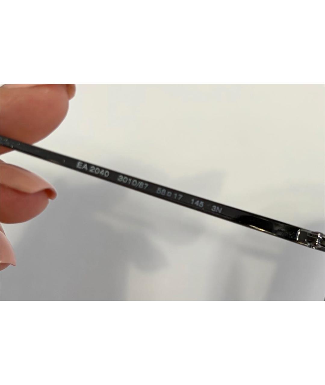 EMPORIO ARMANI Черные металлические солнцезащитные очки, фото 8