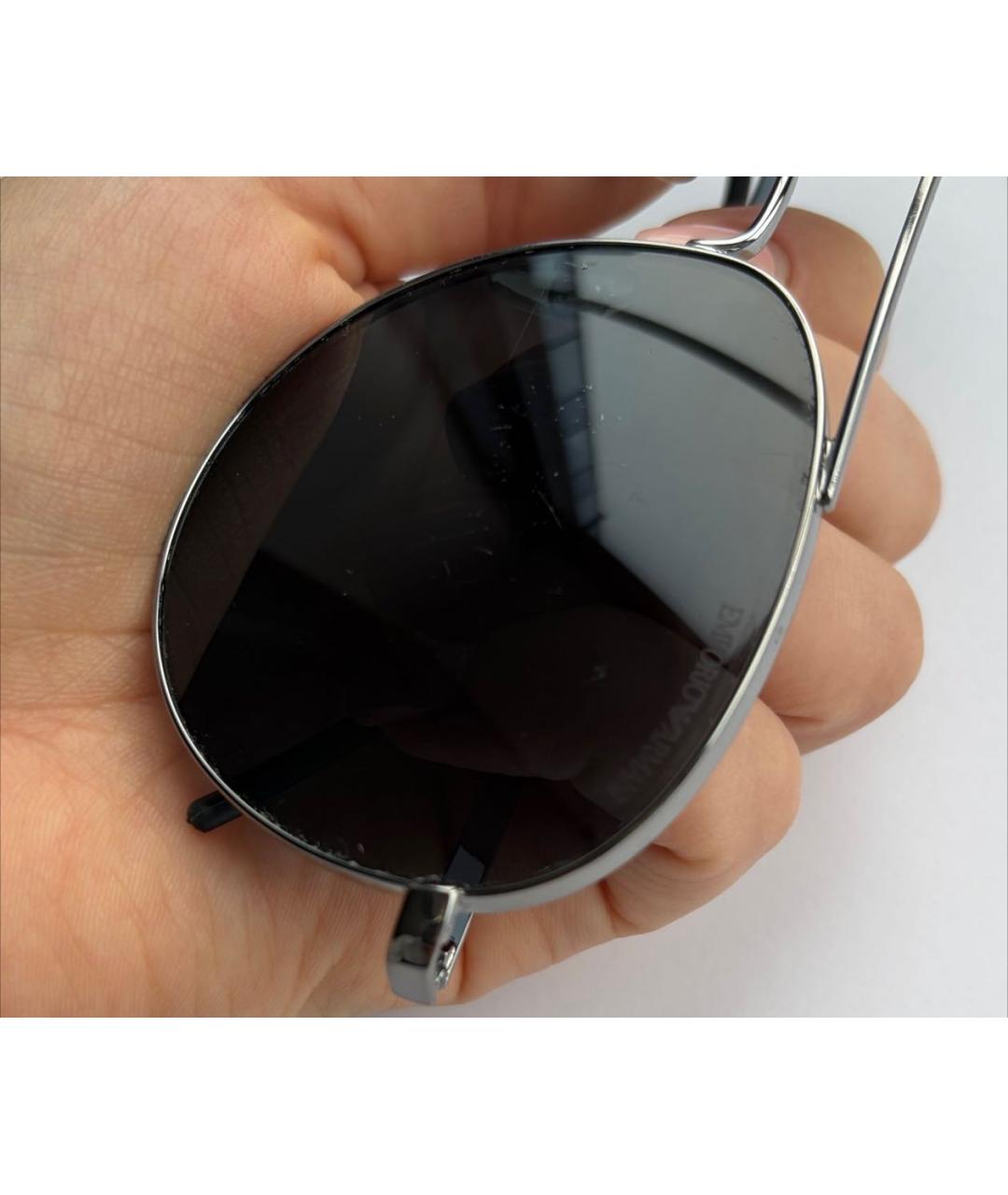 EMPORIO ARMANI Черные металлические солнцезащитные очки, фото 4