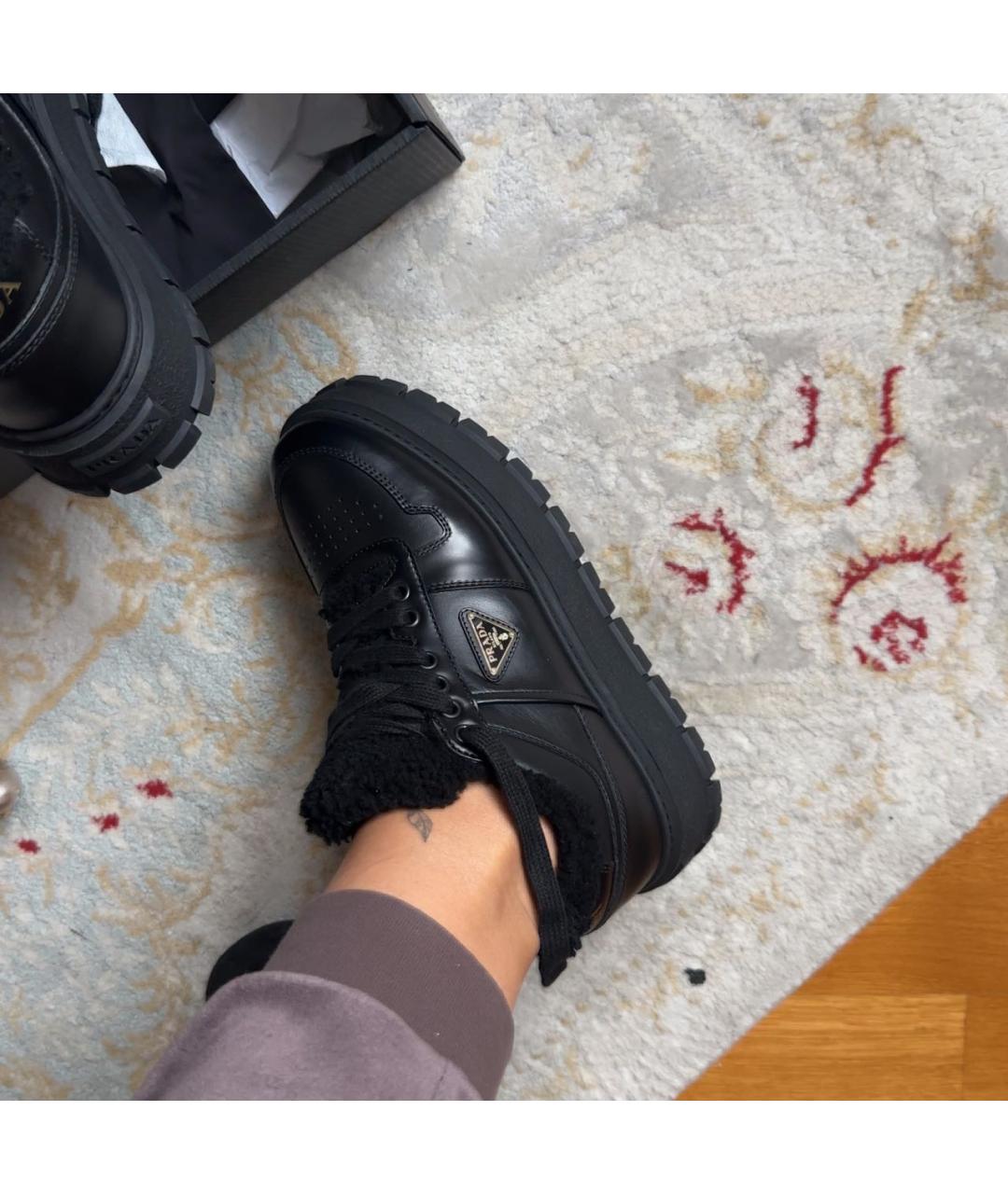 PRADA Черные кожаные кроссовки, фото 7