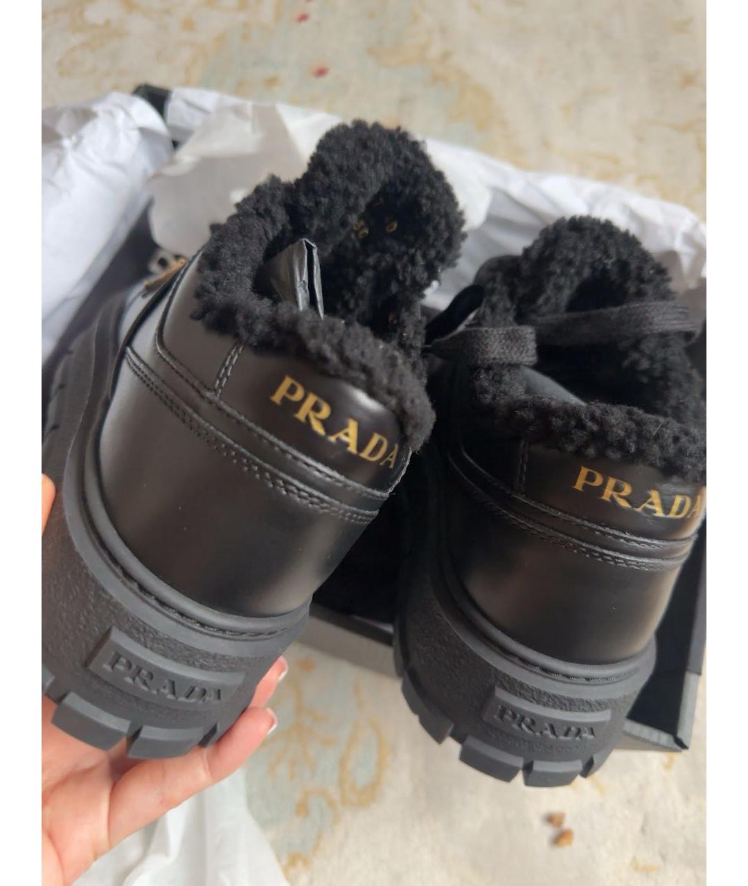 PRADA Черные кожаные кроссовки, фото 4