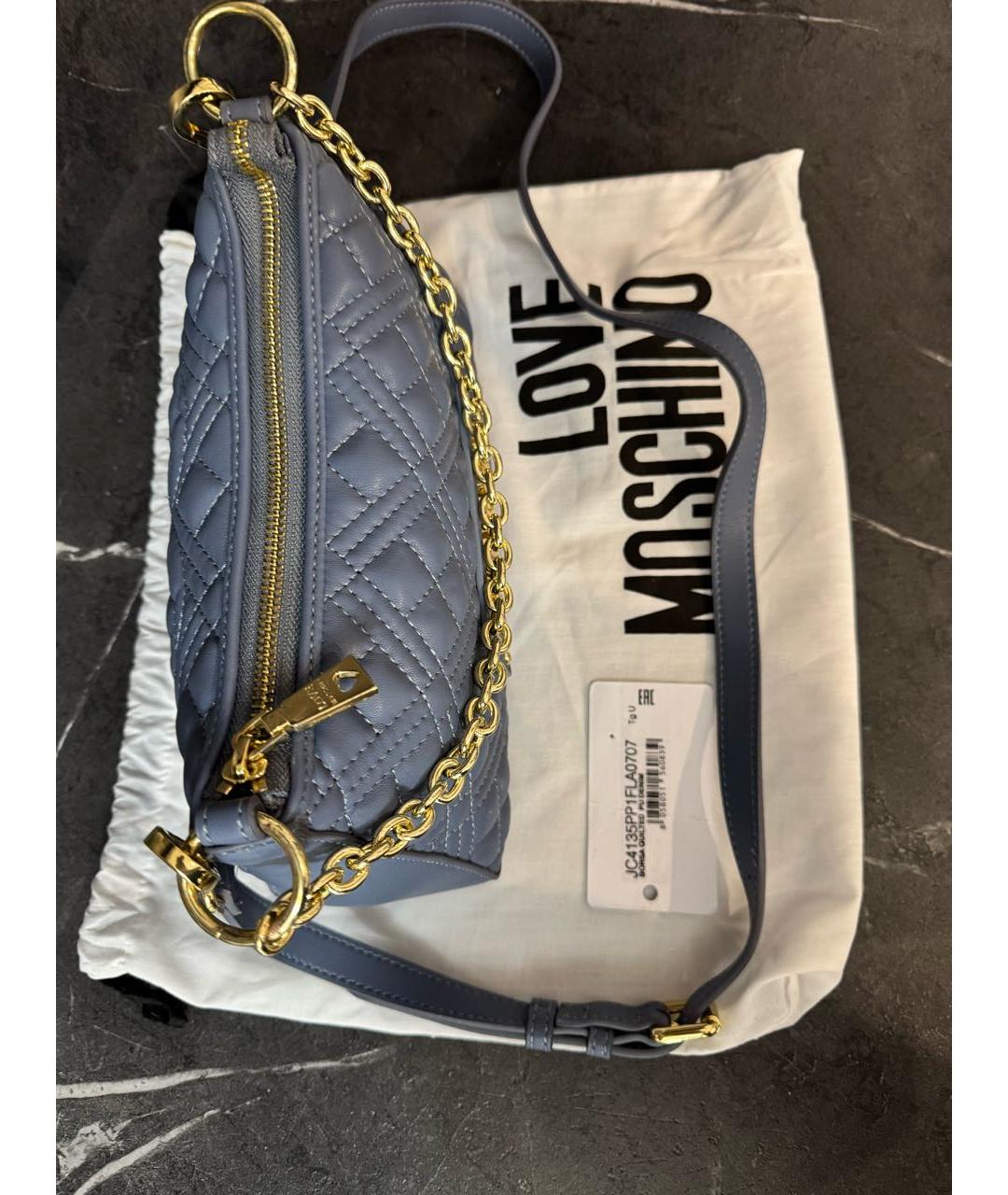 LOVE MOSCHINO Синяя сумка через плечо из искусственной кожи, фото 6