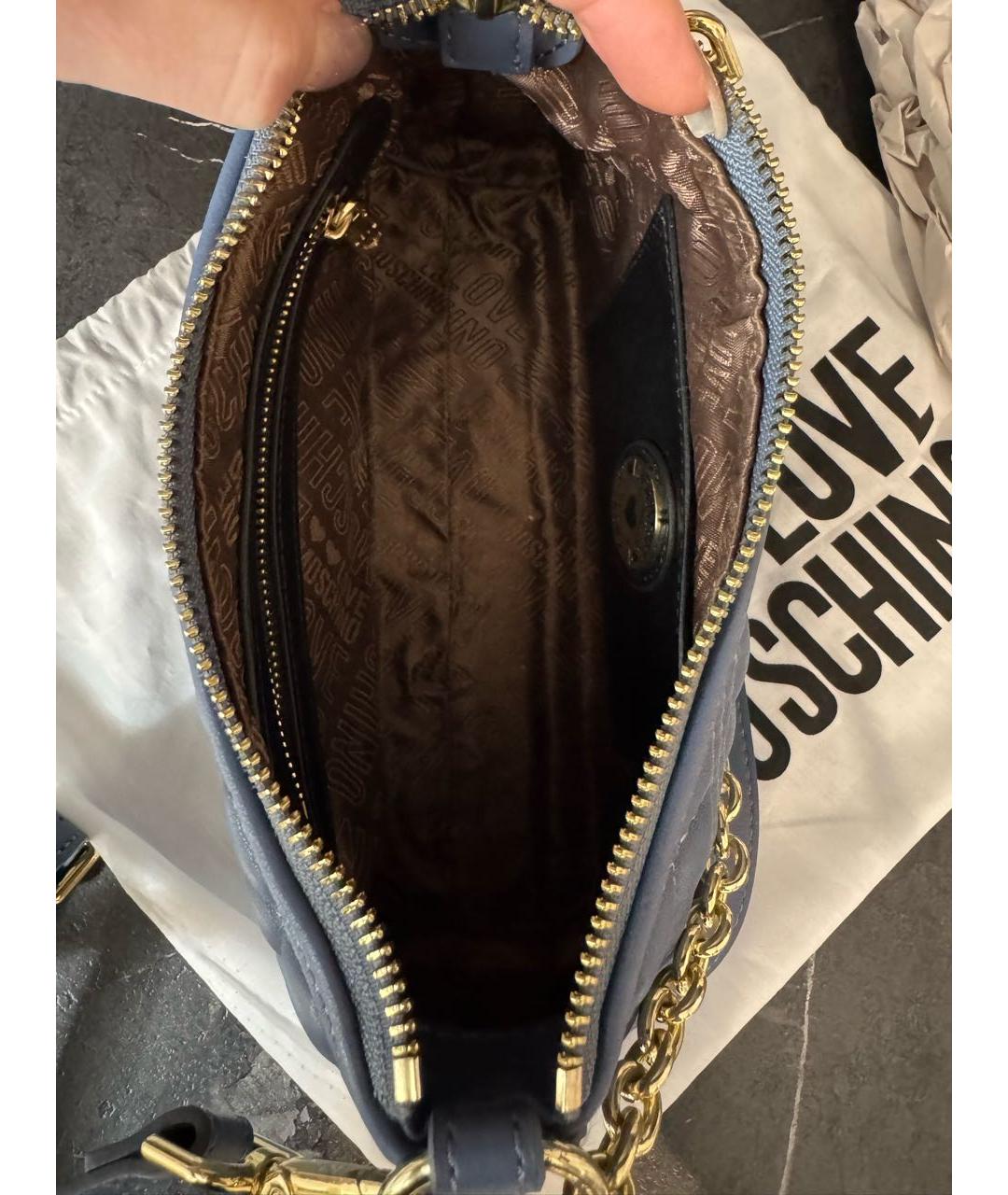 LOVE MOSCHINO Синяя сумка через плечо из искусственной кожи, фото 4