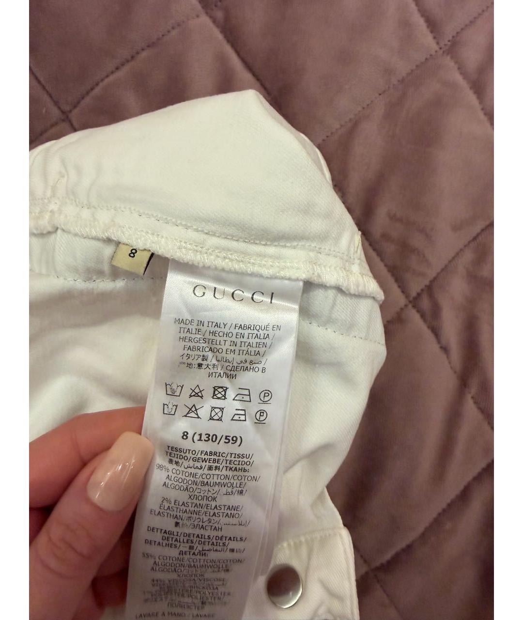 GUCCI Белые хлопковые детские джинсы, фото 3