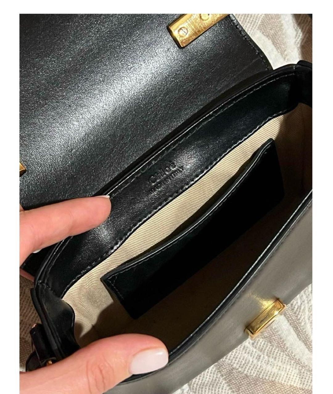 CHLOE Черная кожаная сумка тоут, фото 7