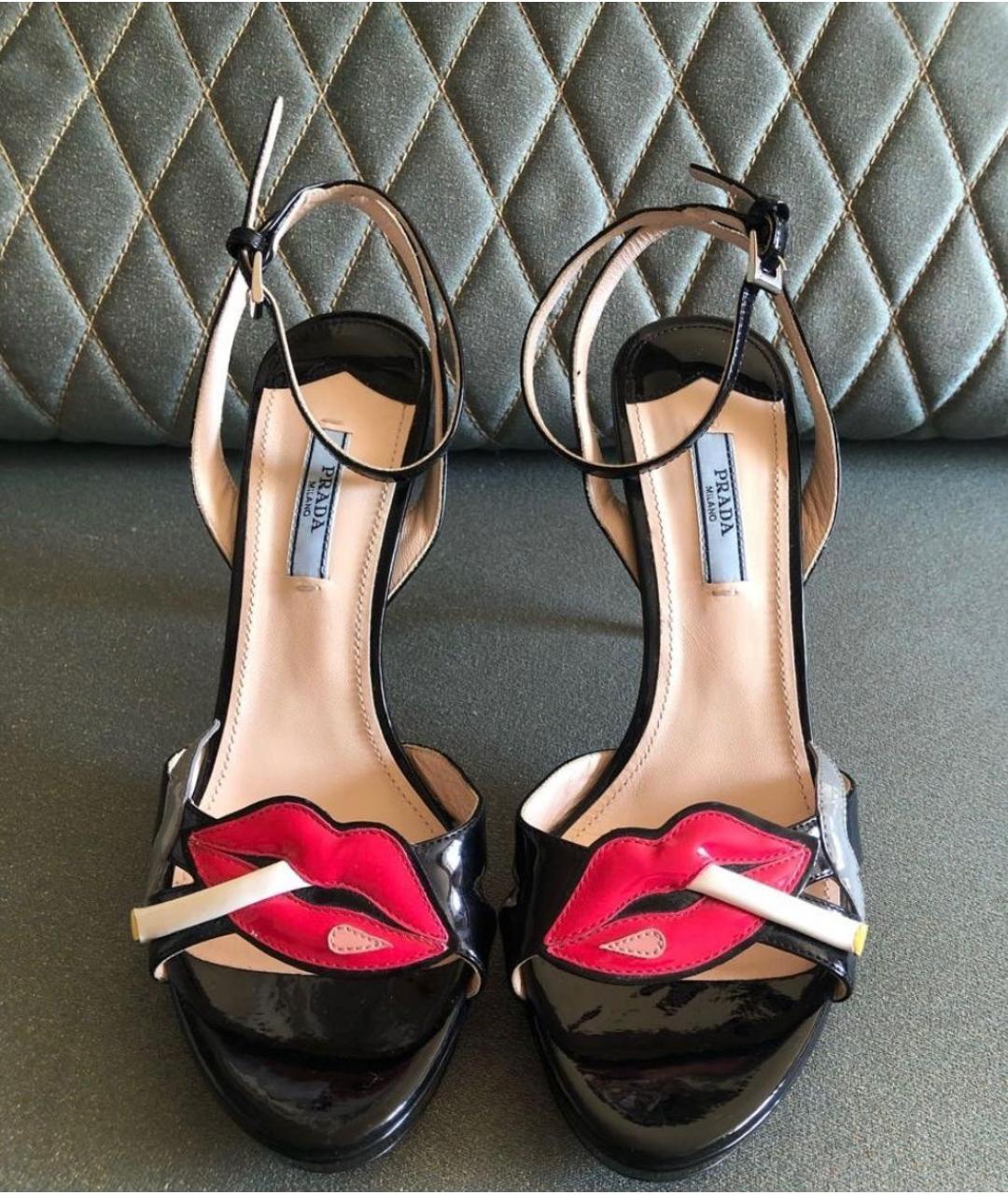 PRADA Мульти босоножки из лакированной кожи, фото 2