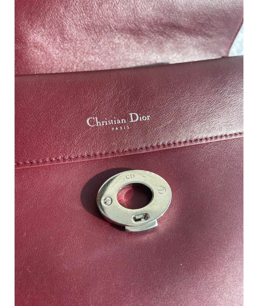CHRISTIAN DIOR Бордовая кожаная сумка с короткими ручками, фото 8