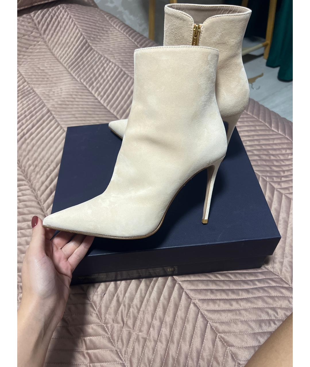 LE SILLA Бежевые замшевые ботильоны, фото 7