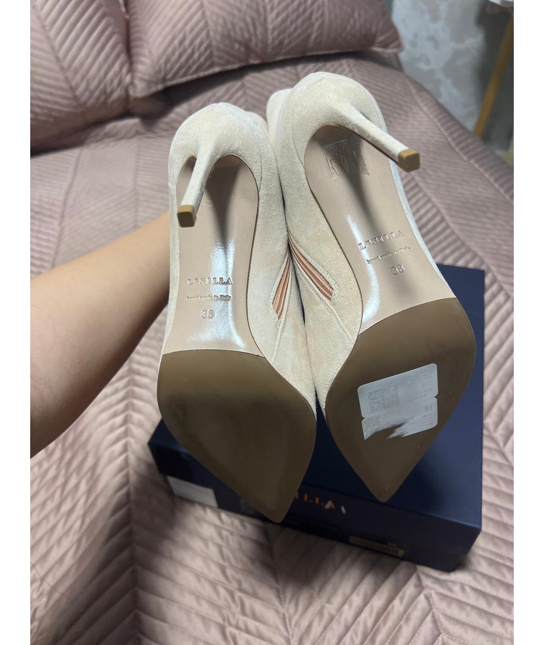 LE SILLA Бежевые замшевые ботильоны, фото 5