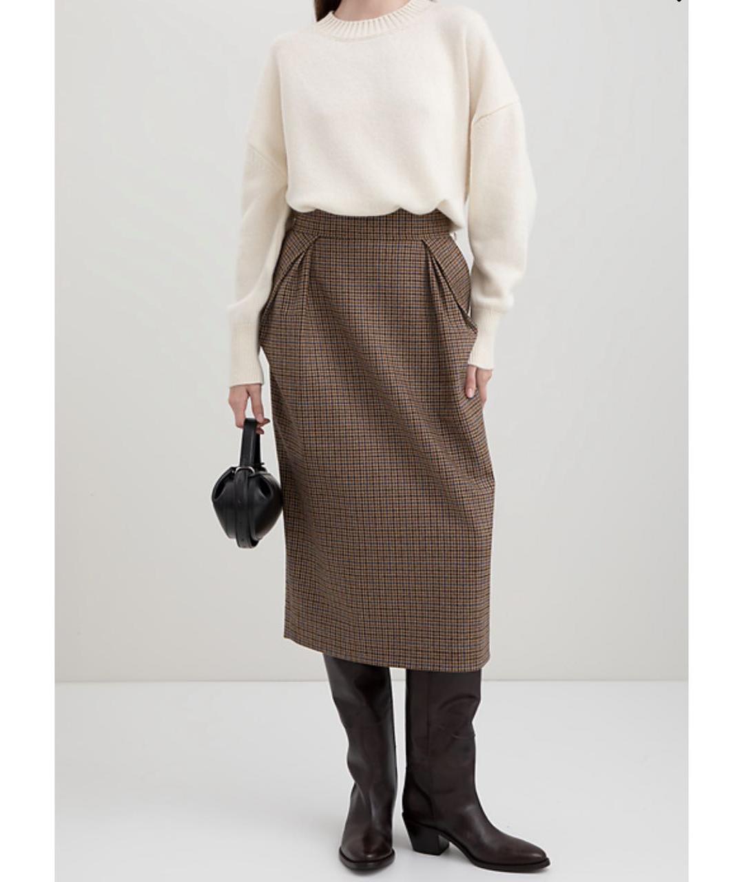 MAISON MARGIELA Коричневая шерстяная юбка миди, фото 6