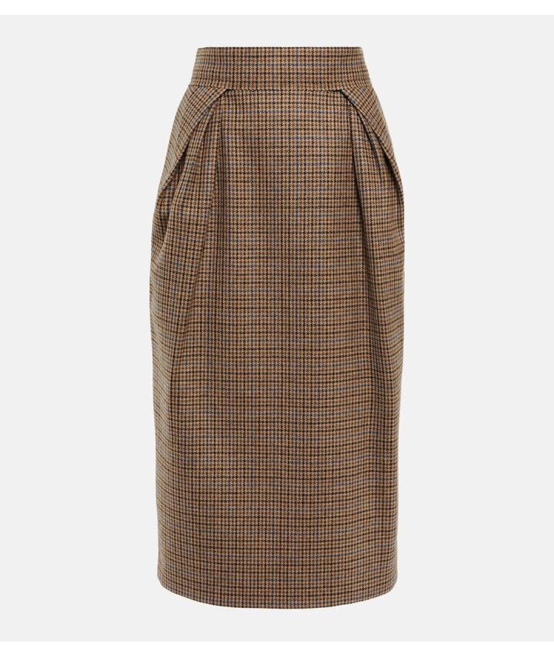 MAISON MARGIELA Коричневая шерстяная юбка миди, фото 7