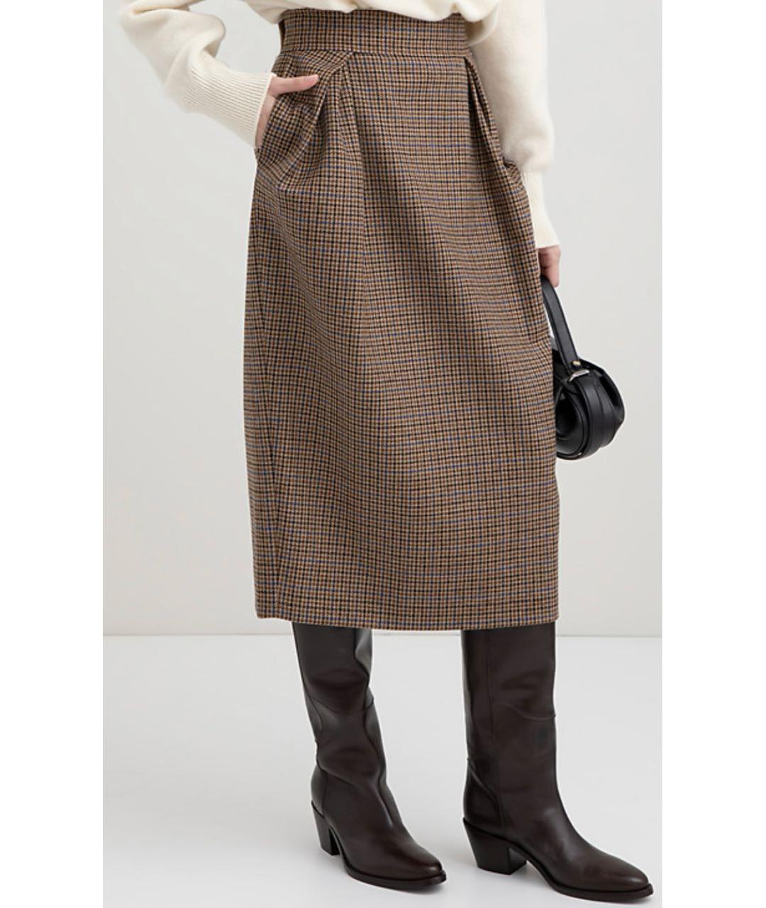 MAISON MARGIELA Коричневая шерстяная юбка миди, фото 4