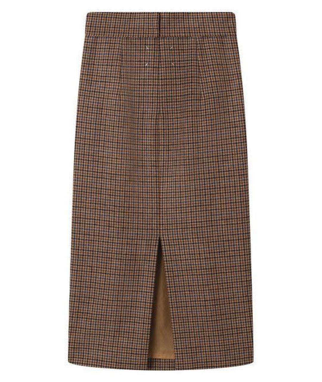 MAISON MARGIELA Коричневая шерстяная юбка миди, фото 2