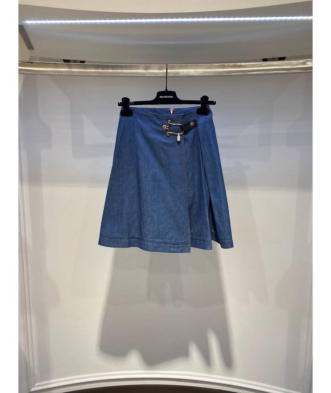 BALENCIAGA Синяя деним юбка мини, фото 2