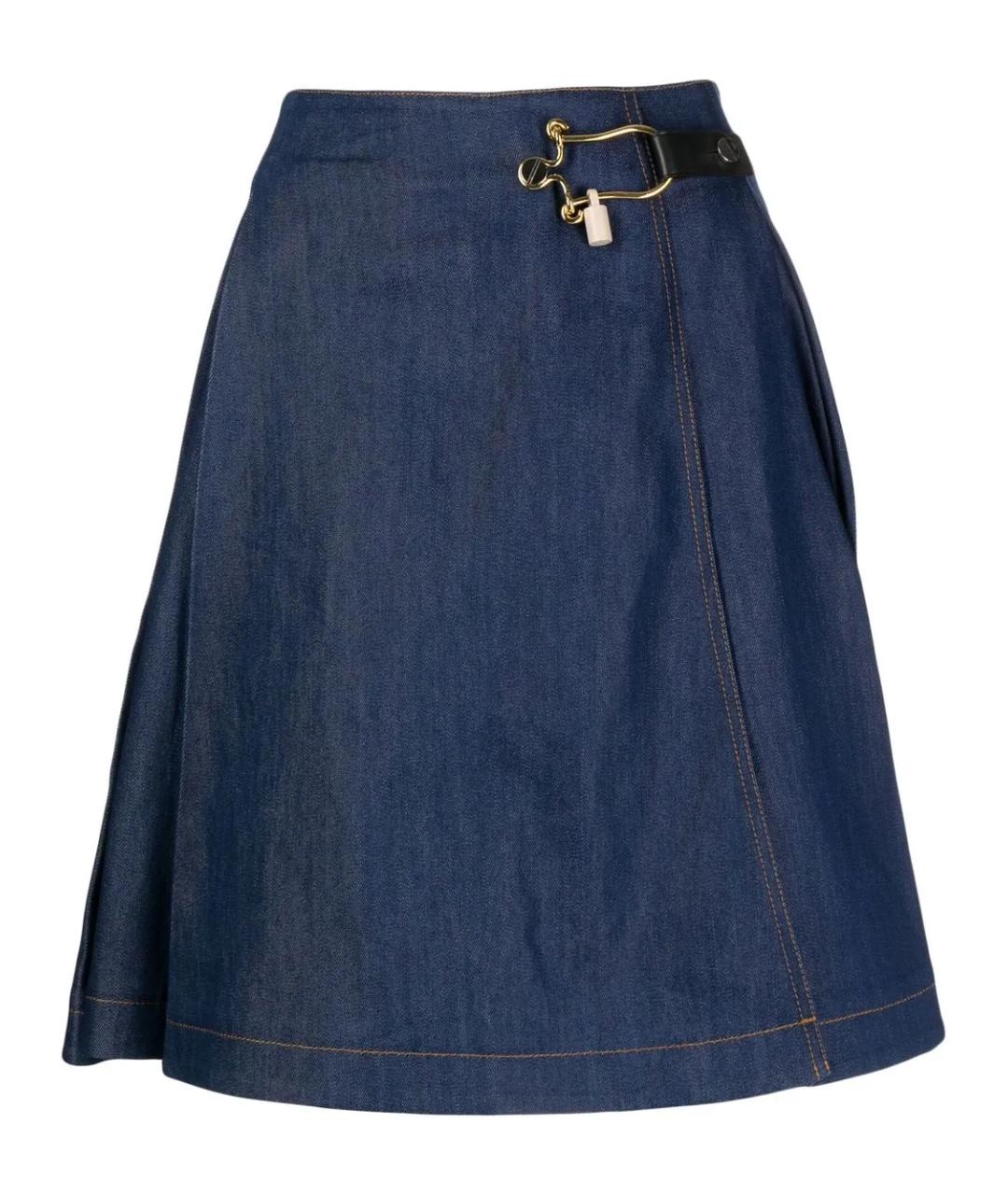 BALENCIAGA Синяя деним юбка мини, фото 1