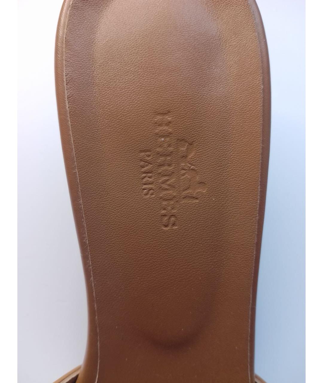 HERMES Коричневые кожаные мюли, фото 4