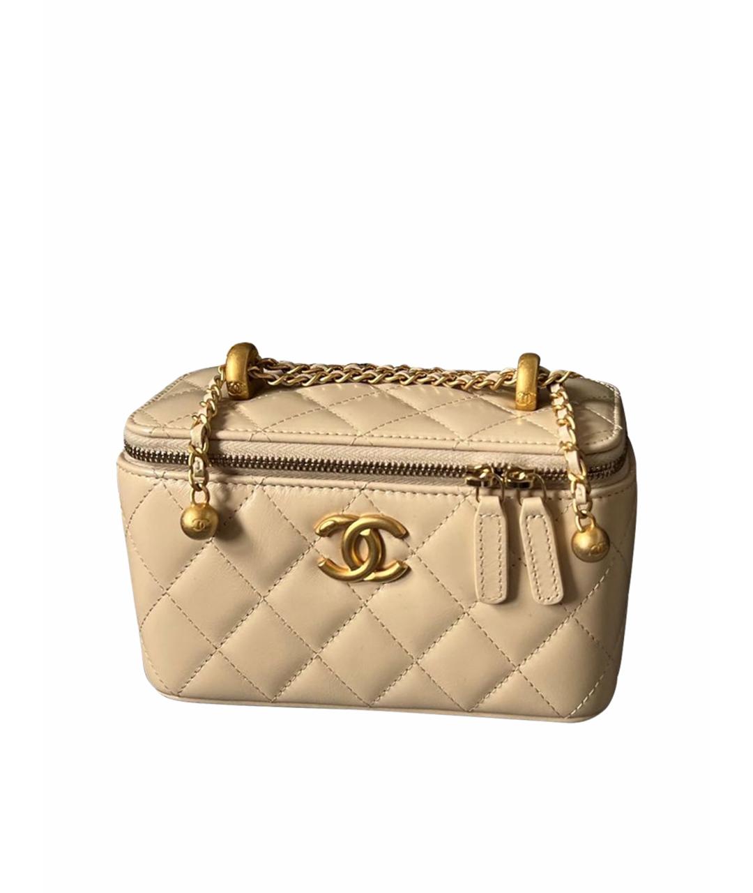 CHANEL Бежевая кожаная сумка через плечо, фото 1