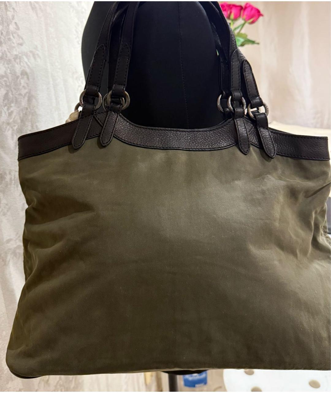 KENZO Хаки тканевая сумка тоут, фото 3