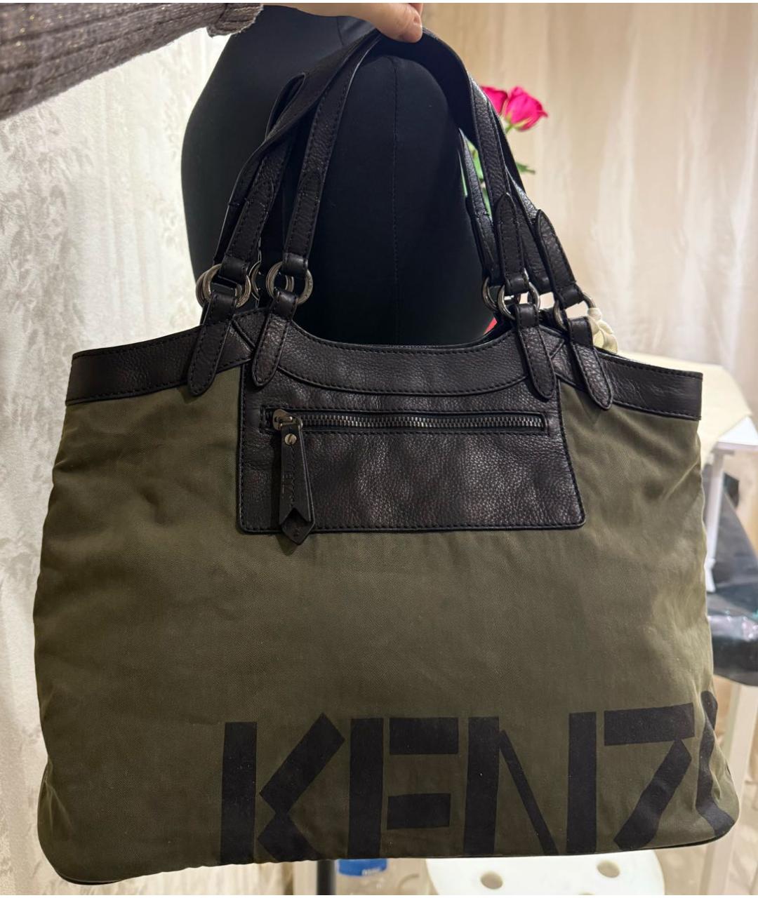 KENZO Хаки тканевая сумка тоут, фото 2