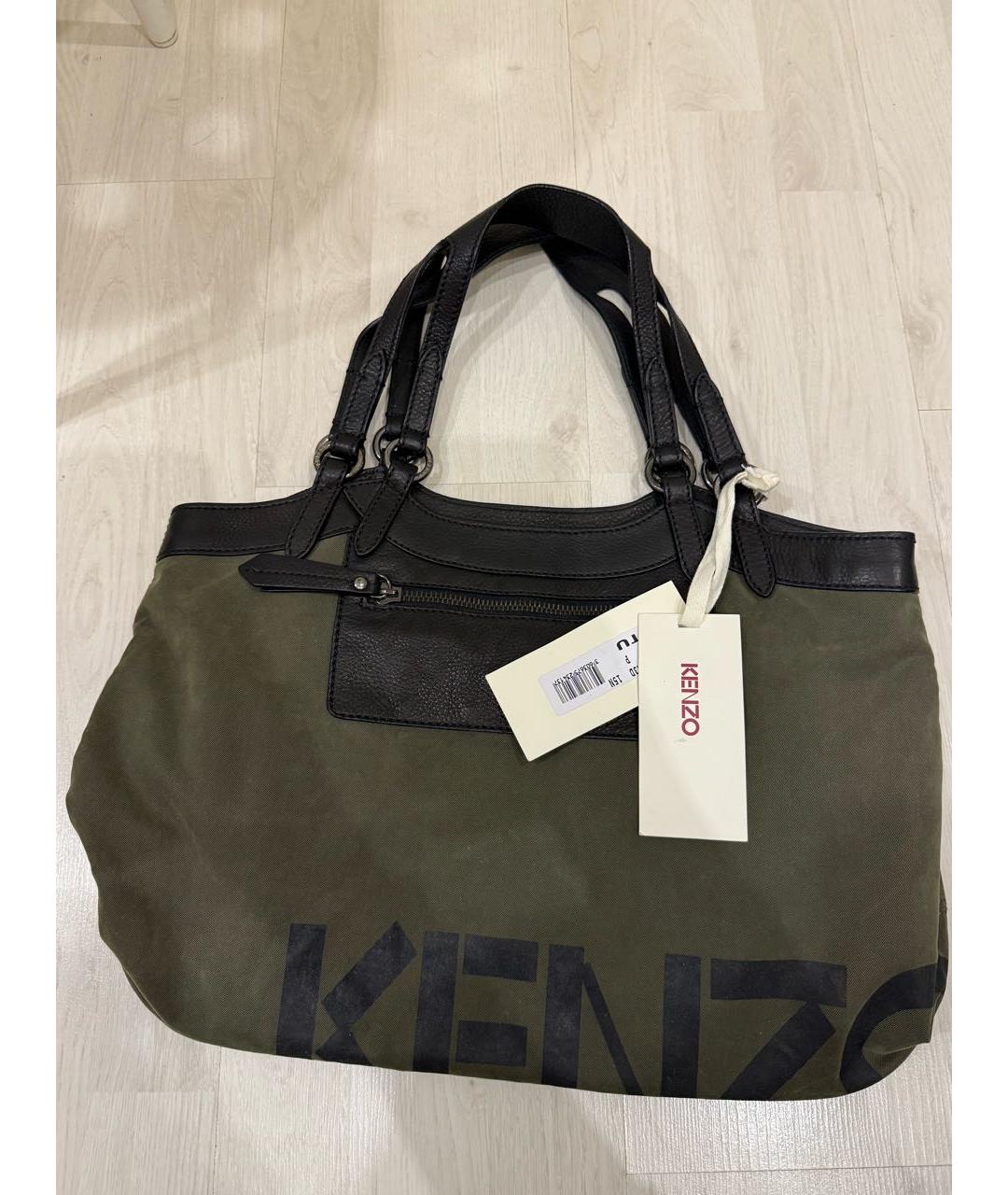 KENZO Хаки тканевая сумка тоут, фото 6