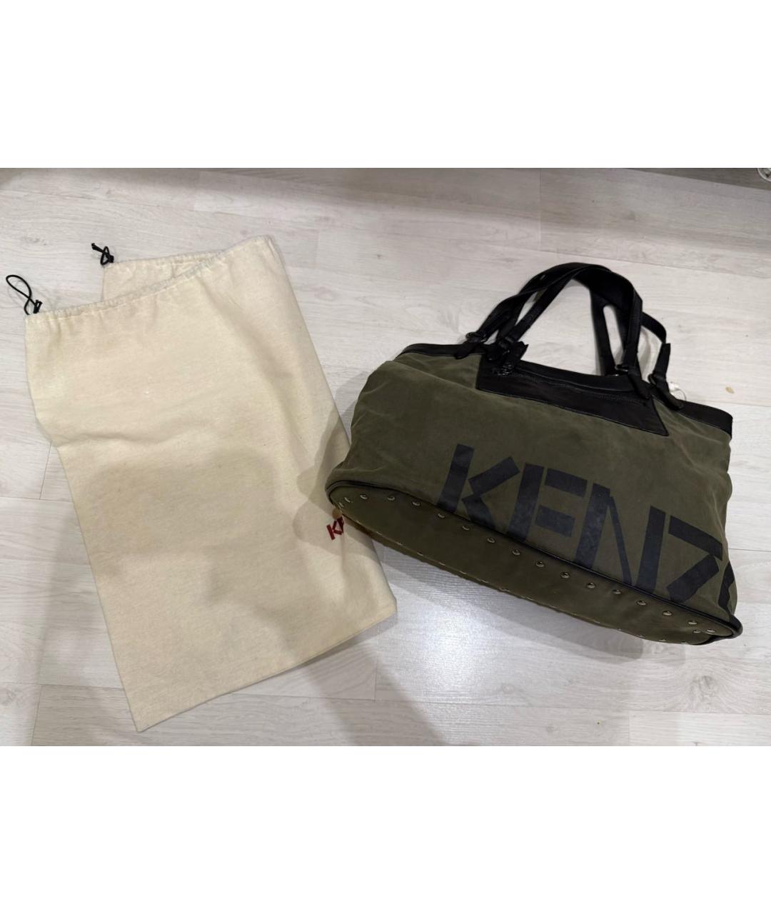 KENZO Хаки тканевая сумка тоут, фото 8