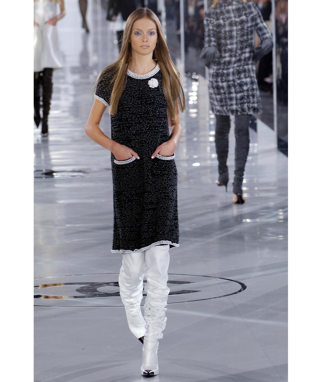 CHANEL Черное кашемировое повседневное платье, фото 2