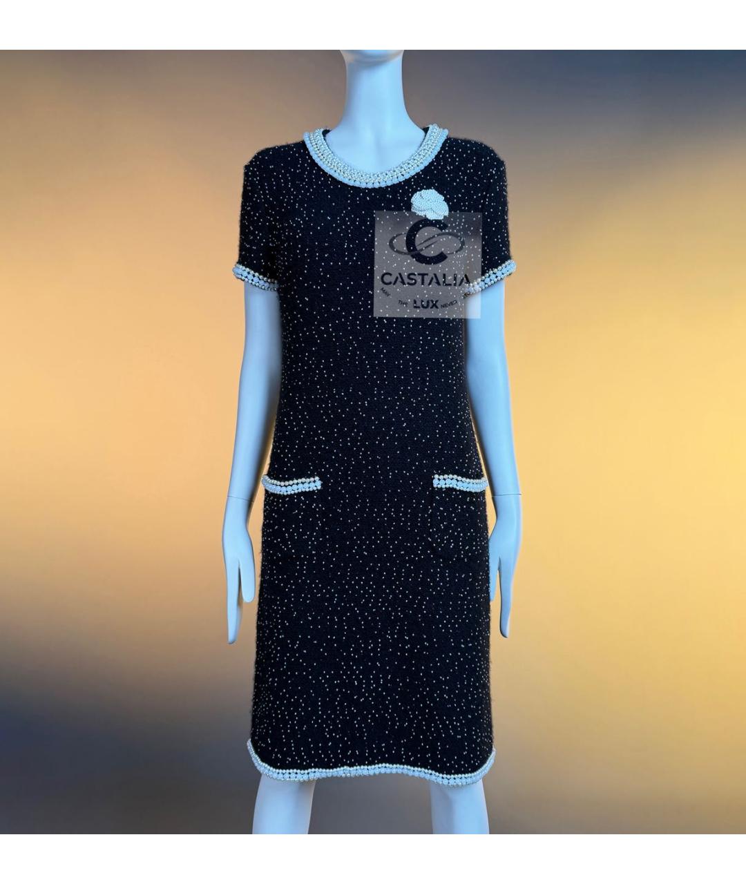 CHANEL Черное кашемировое повседневное платье, фото 5