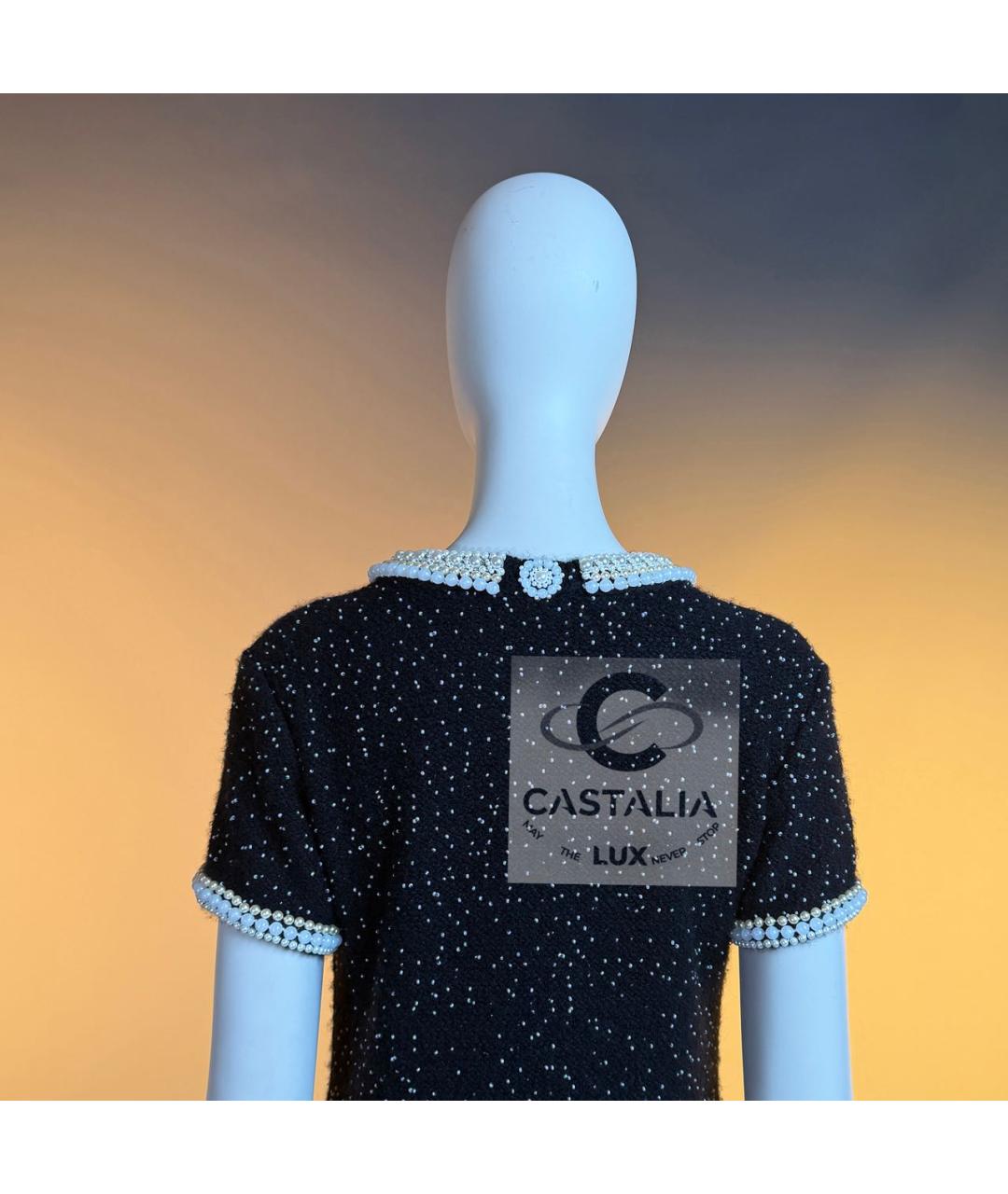 CHANEL Черное кашемировое повседневное платье, фото 8