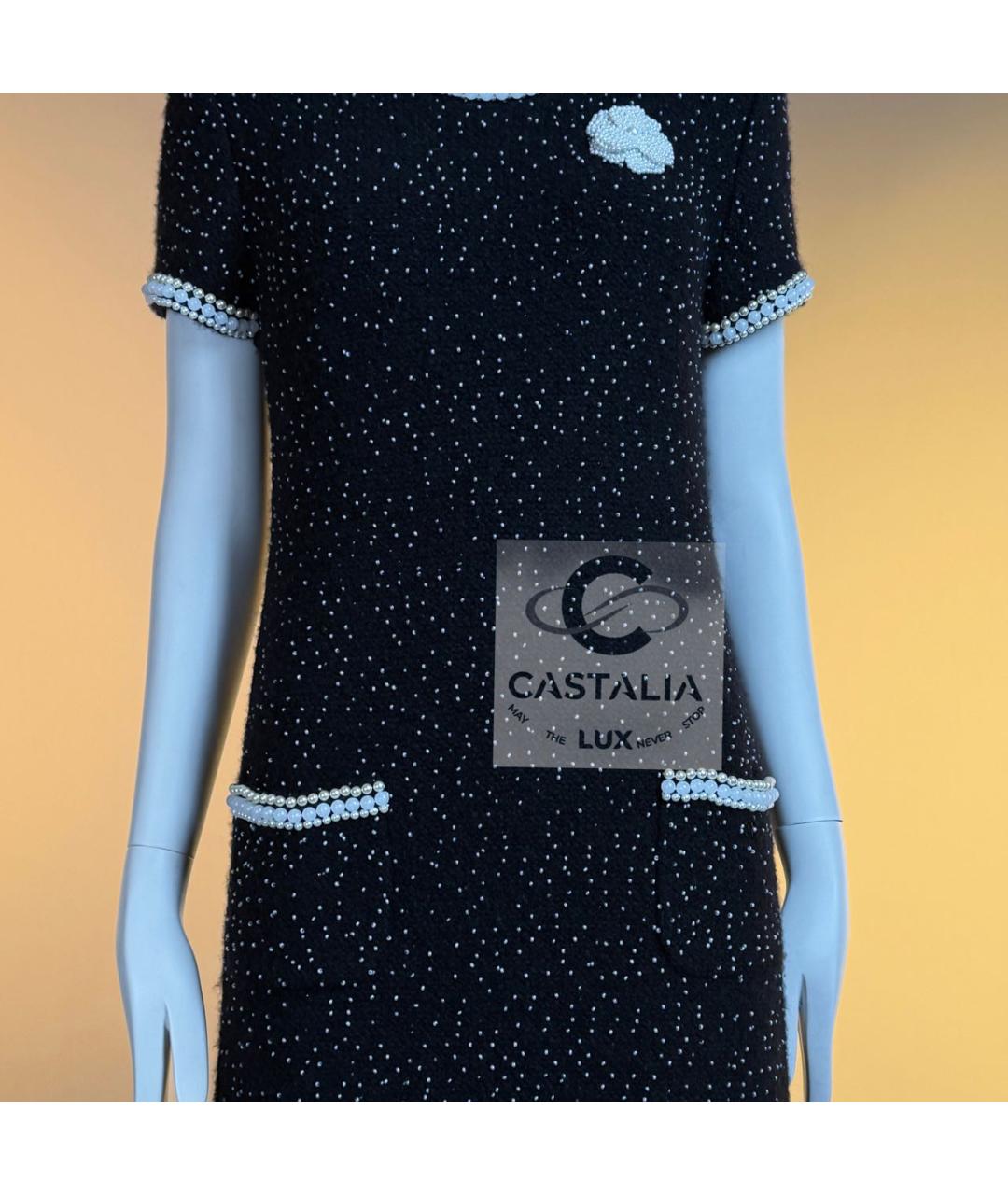 CHANEL Черное кашемировое повседневное платье, фото 7