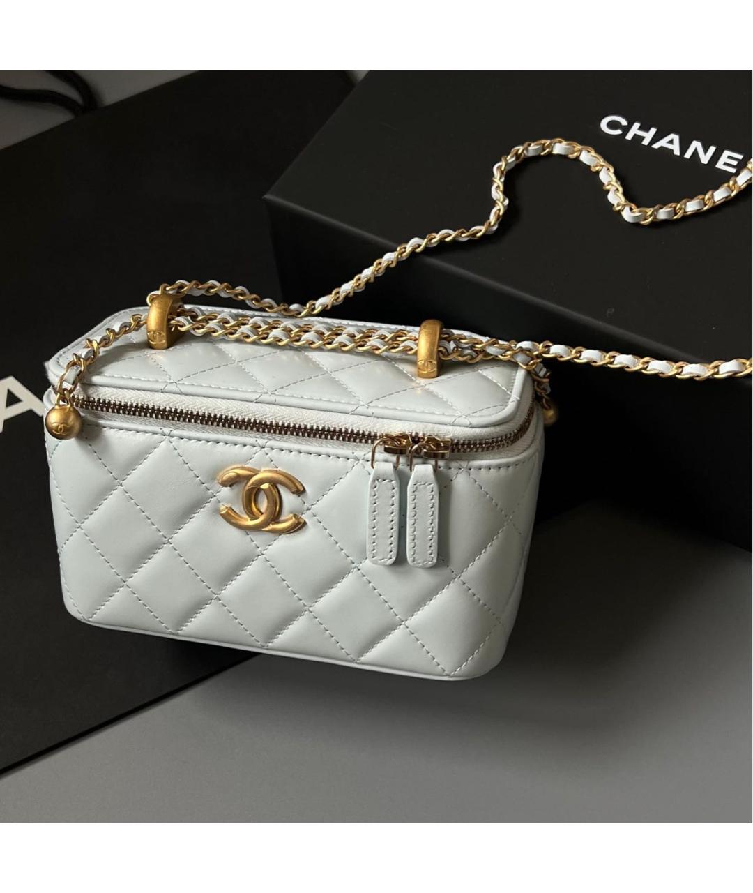 CHANEL Голубая кожаная сумка через плечо, фото 2