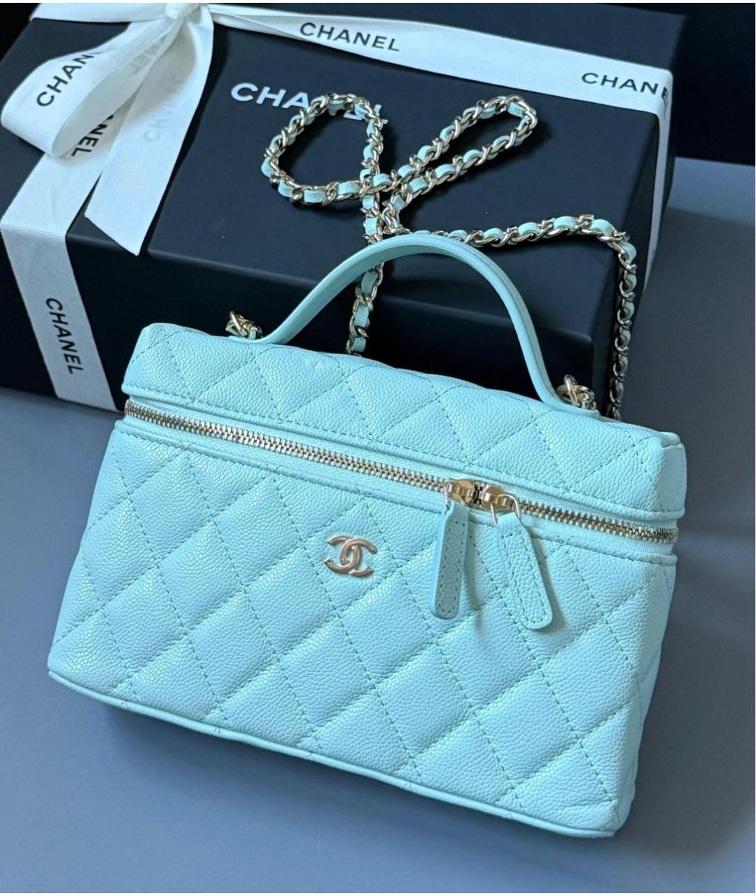 CHANEL Бирюзовая кожаная сумка через плечо, фото 2
