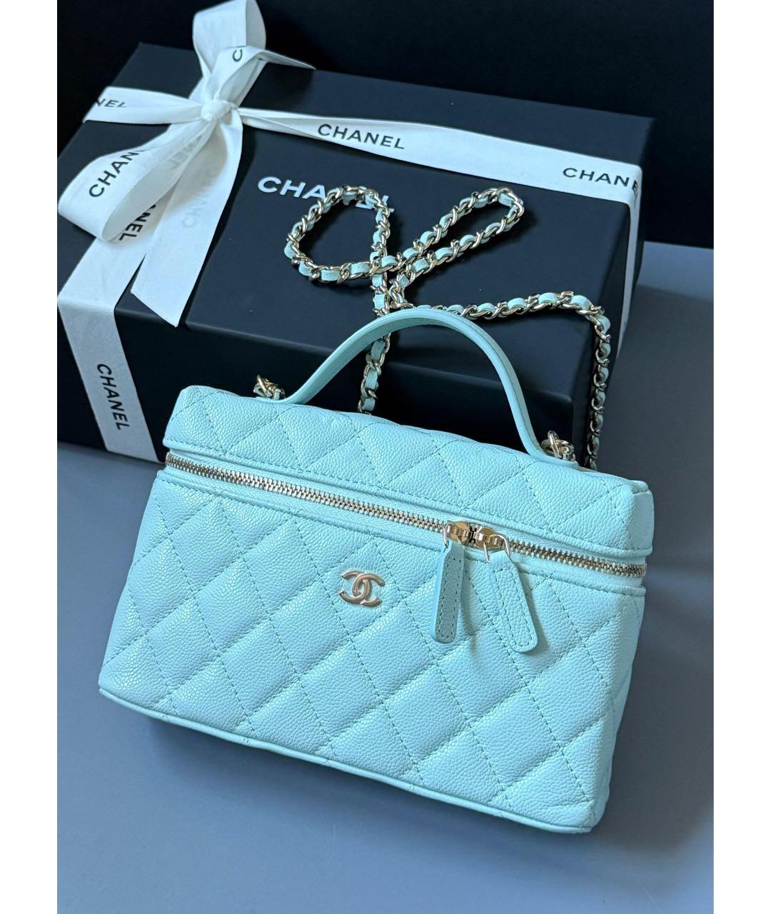 CHANEL Бирюзовая кожаная сумка через плечо, фото 3