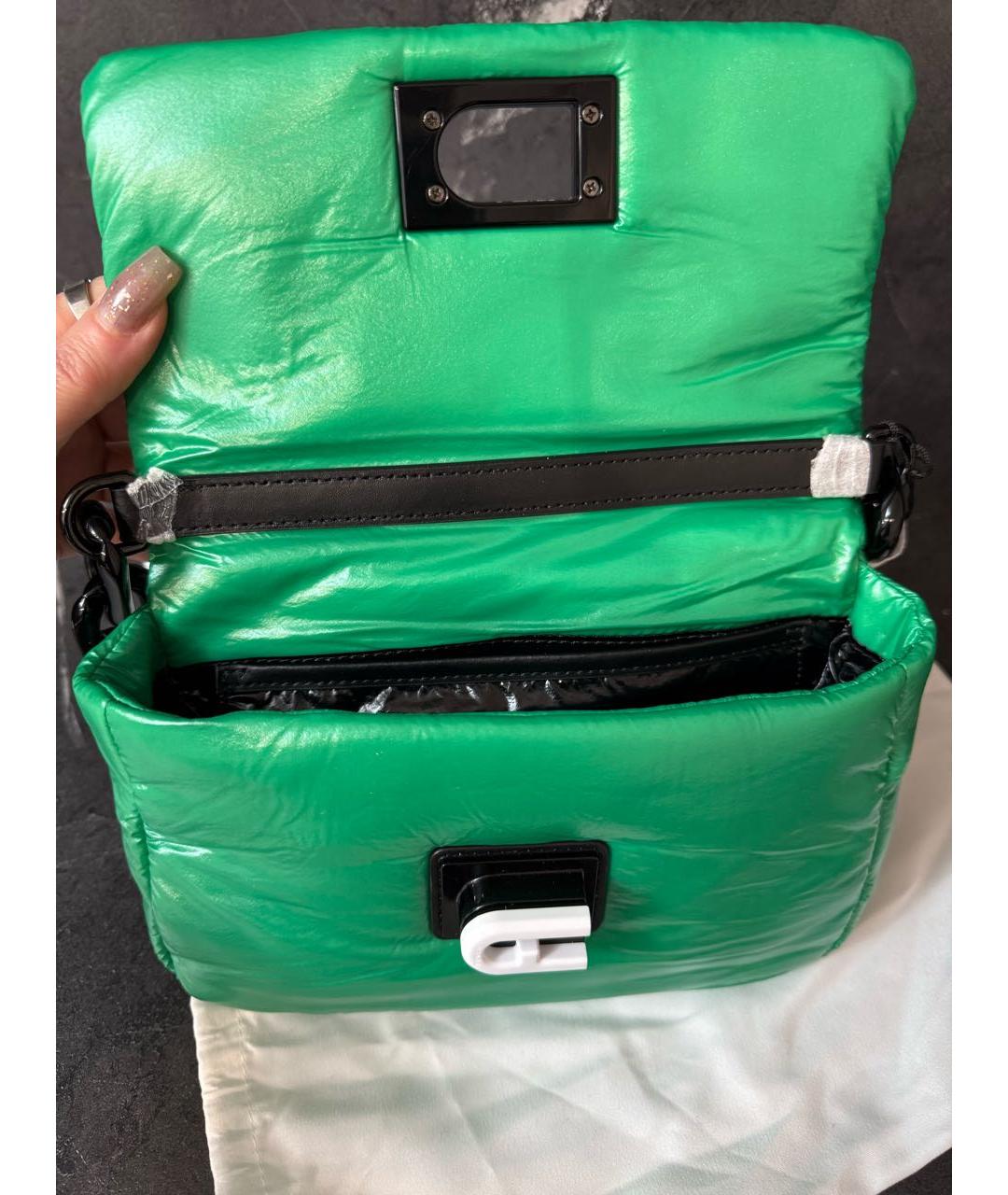 FURLA Зеленая сумка через плечо из искусственной кожи, фото 8