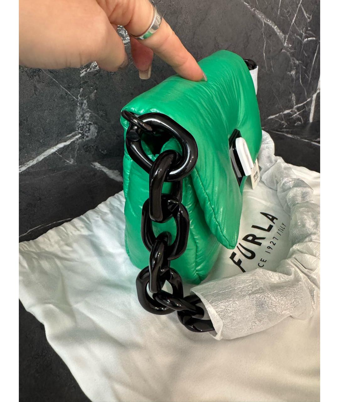 FURLA Зеленая сумка через плечо из искусственной кожи, фото 2