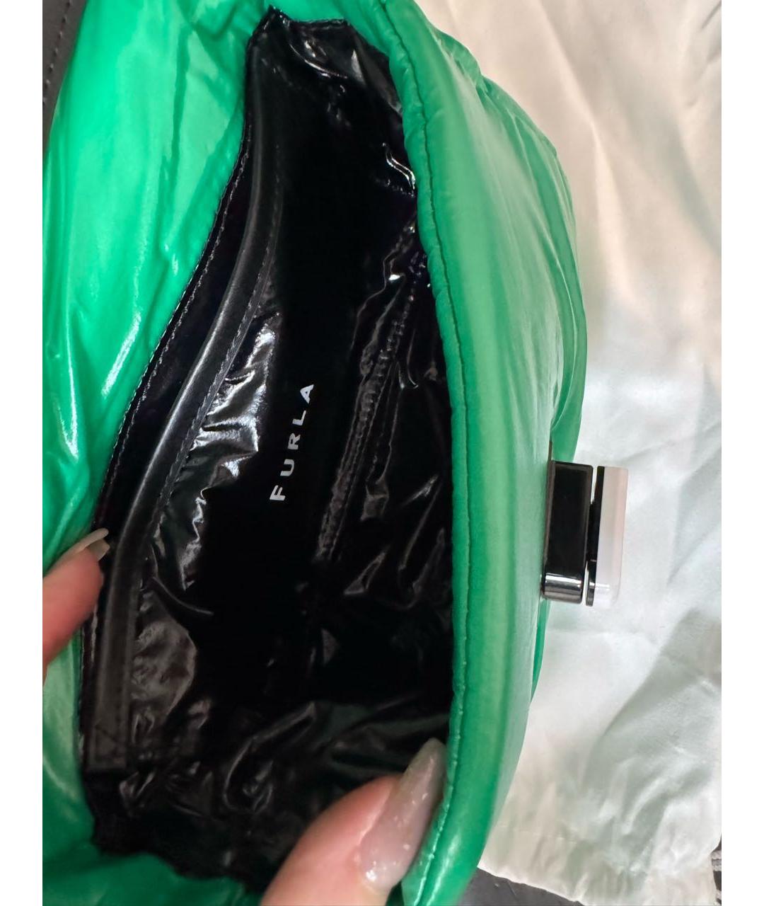 FURLA Зеленая сумка через плечо из искусственной кожи, фото 4
