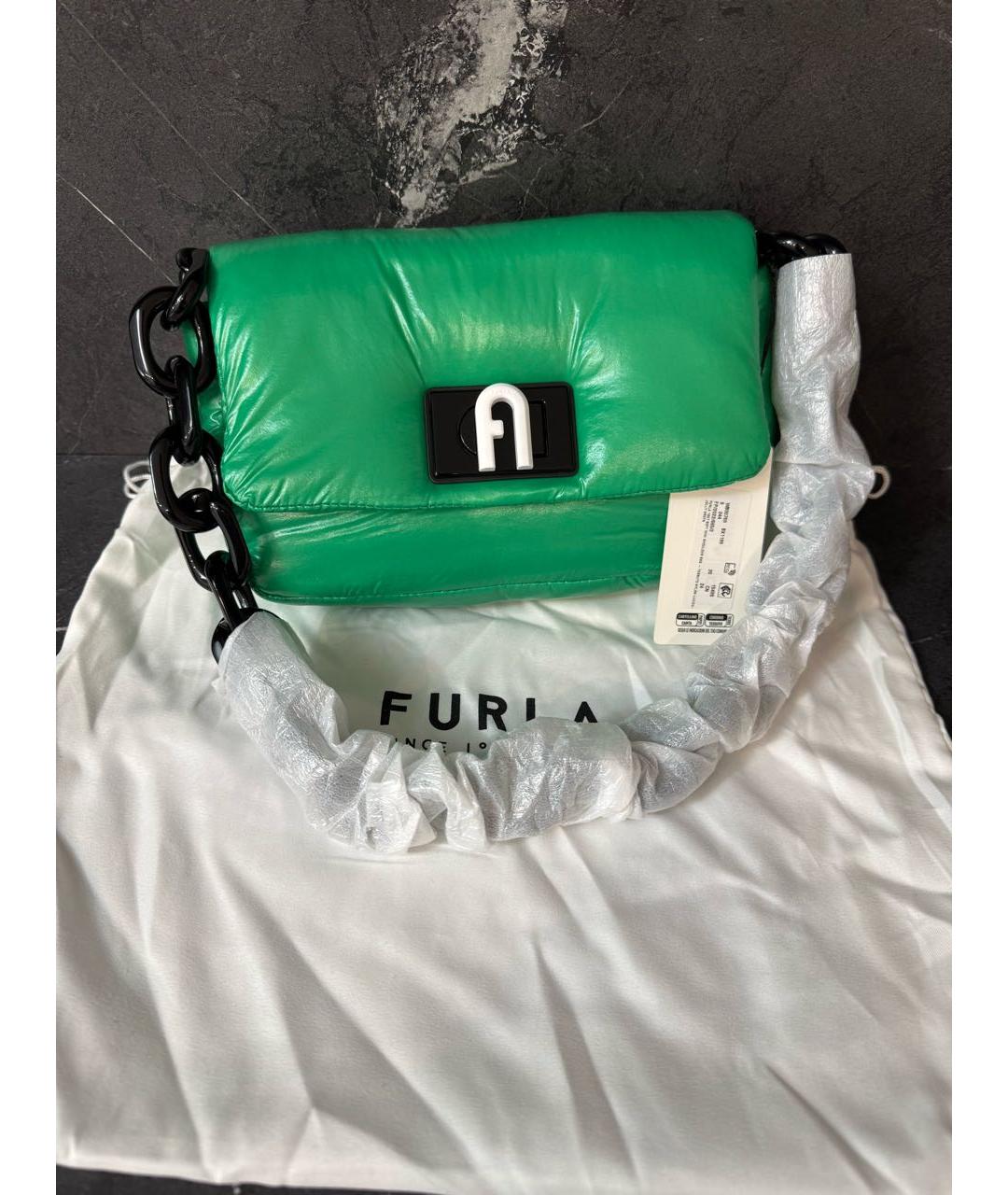 FURLA Зеленая сумка через плечо из искусственной кожи, фото 9