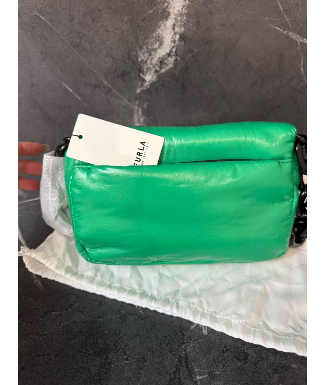 FURLA Зеленая сумка через плечо из искусственной кожи, фото 3